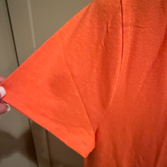 NWT J. Crew V-Neck Short Sleeve Linen Blend Orange Tee SZ L - Picture 4 of 8